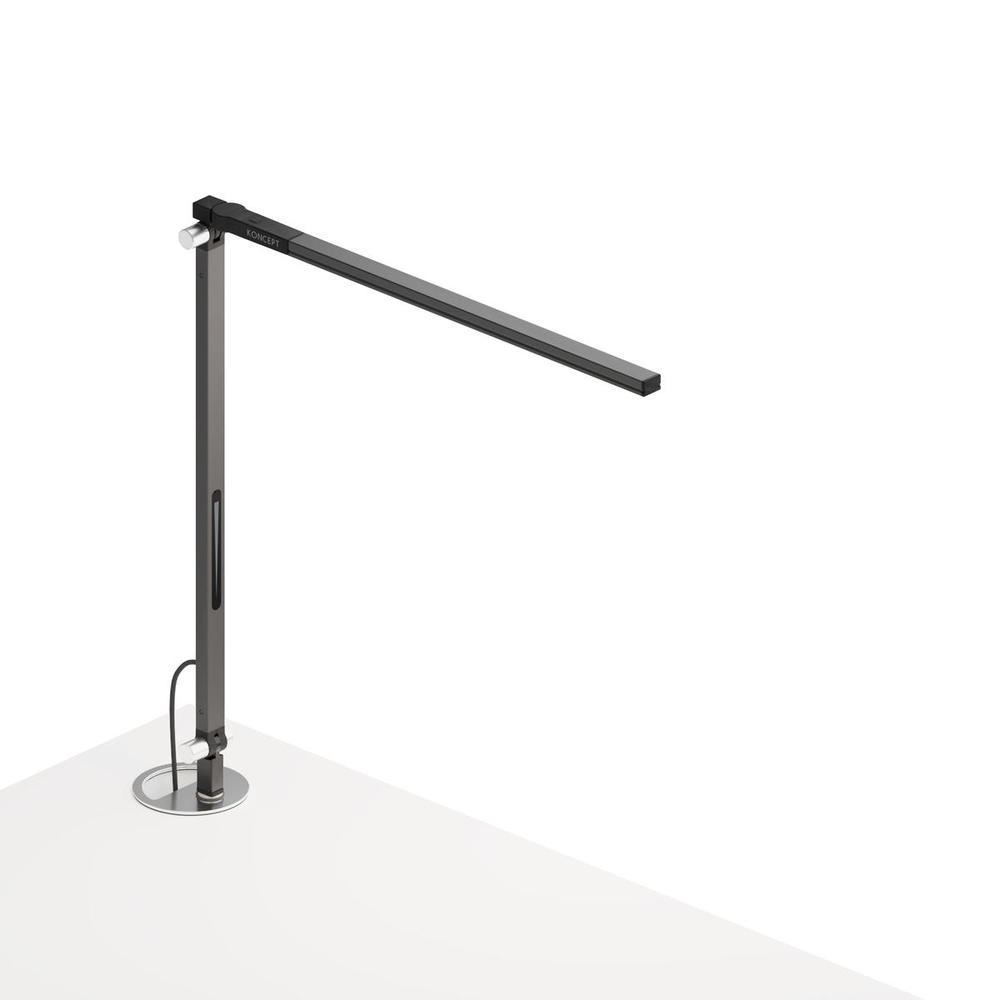 Z Bar Solo mini Desk Lamp with grommet mount Warm Light Metallic
